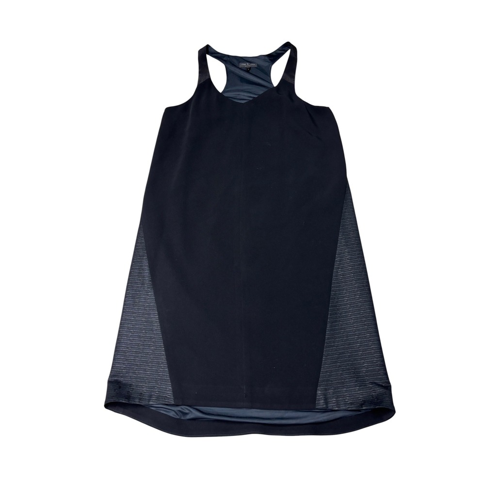 Rag & Bone Black Racerback‎ Shift Mini Dress V-Neck Textured Womens Size 4 USA